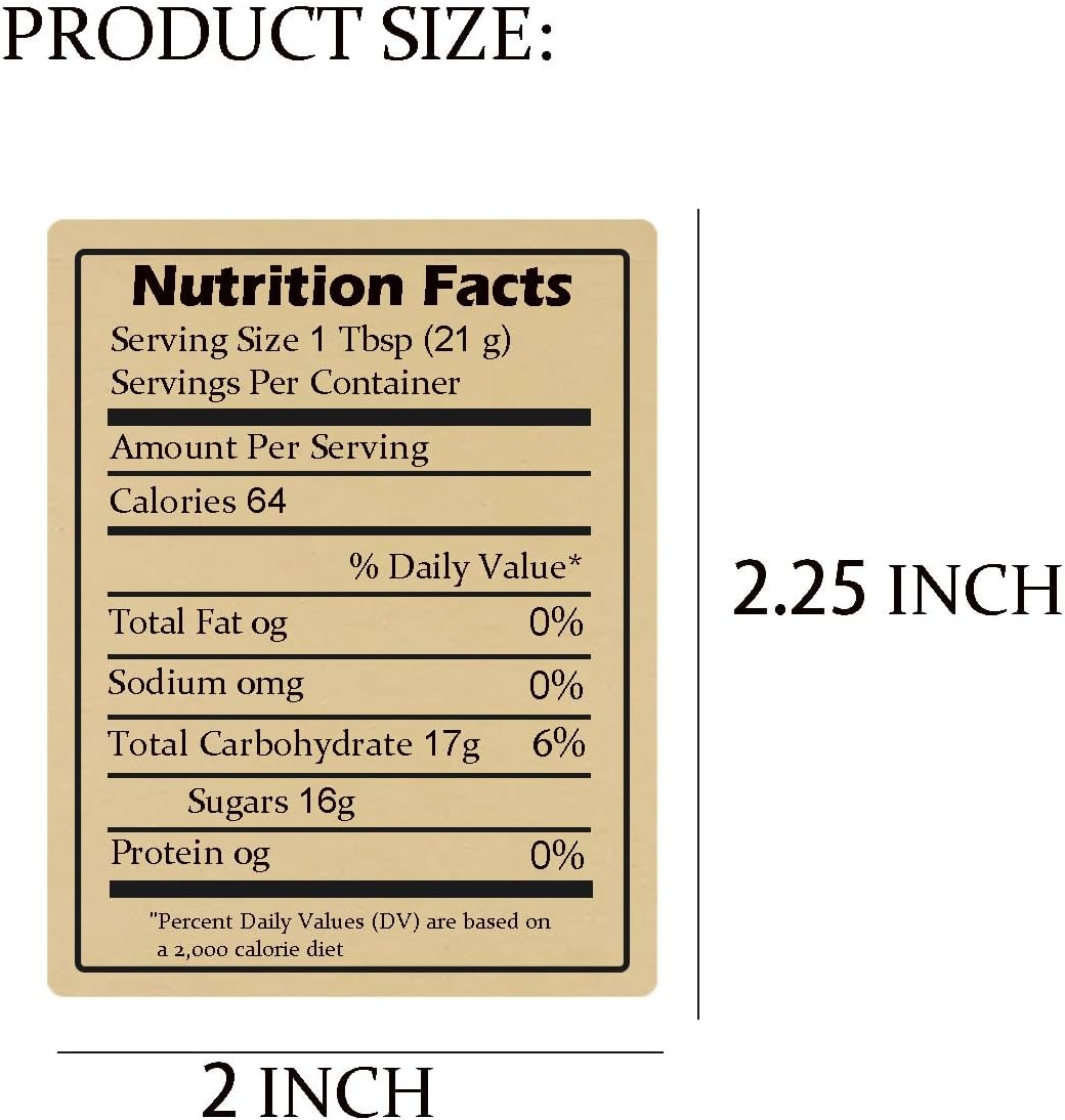 Nutrition & Fitness Class - 600 Stück Selbstklebende Kraft-Honig-Etiketten mit Nährwertangaben,