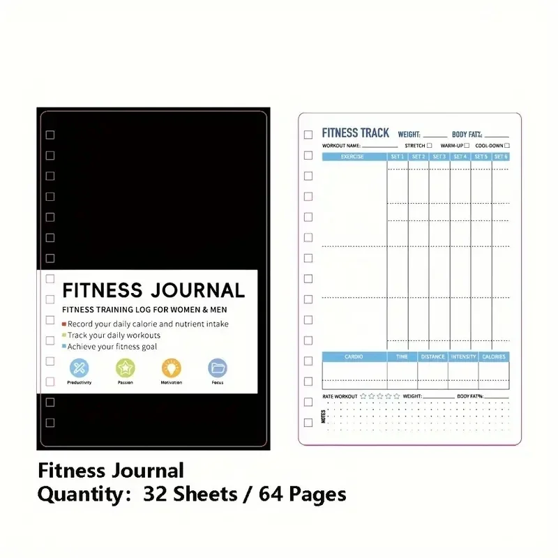 Nutrition And Exercise - Spiralnotizbuch für tägliche Übungs- und Ernährungspläne,