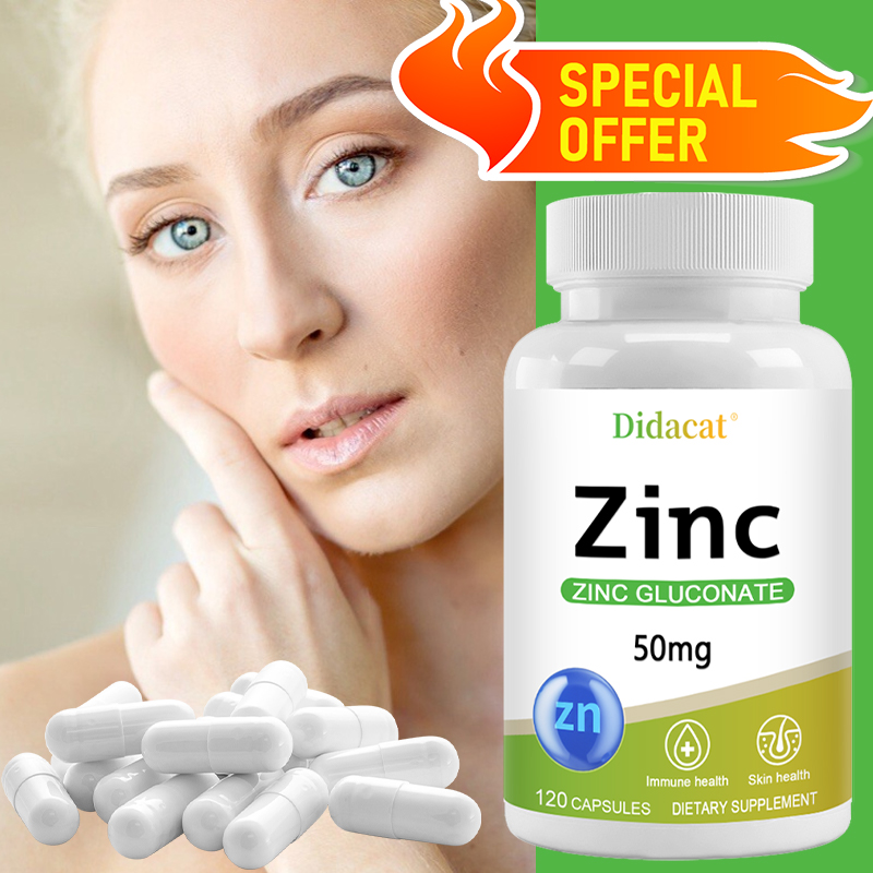 Zinc Supplement 50Mg - Zinkgluconat-Kapseln 50MG, Essentielles Mineralstoff-Nahrungsergänzungsmittel für Immunsystem,