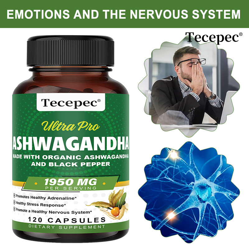 Ashwagandha Extract Root - Bio-Ashwagandha-Wurzelextrakt-Kapseln 1950mg, Adaptogene Unterstützung für Stress,