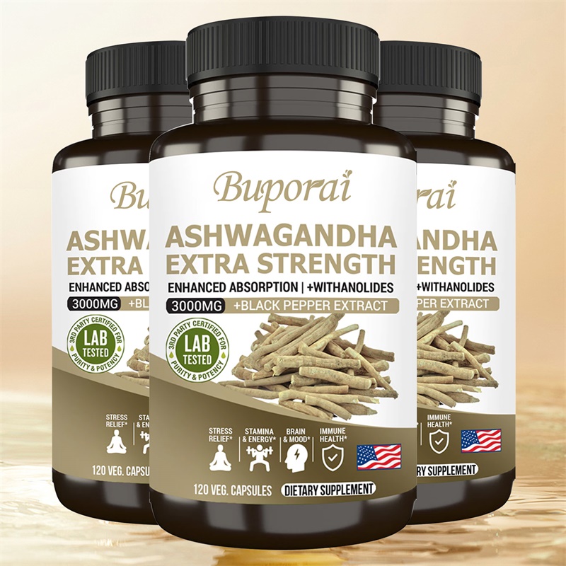 Ashwagandha Extract Root - Ashwagandha-Wurzelextrakt-Kapseln mit schwarzem Pfeffer für natürliche